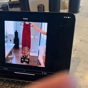 Roberto Cavalli Red and White Floral Maxi Dress